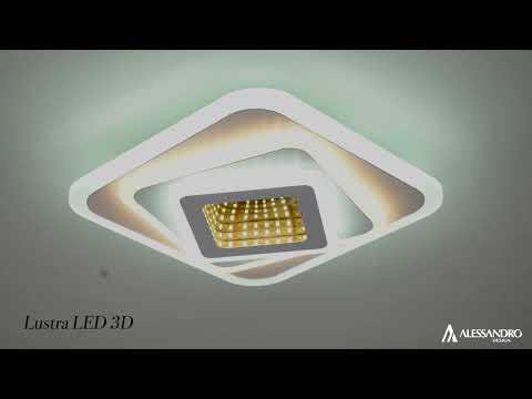 LED lustr NEXA 3D 46W, čtvercový, studené/teplé/neutrální světlo, bílý