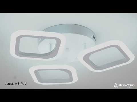LED lustr ERIKA 20W, 3 čtverce, teplé/neutrální/studené světlo, bílá, kov a akryl