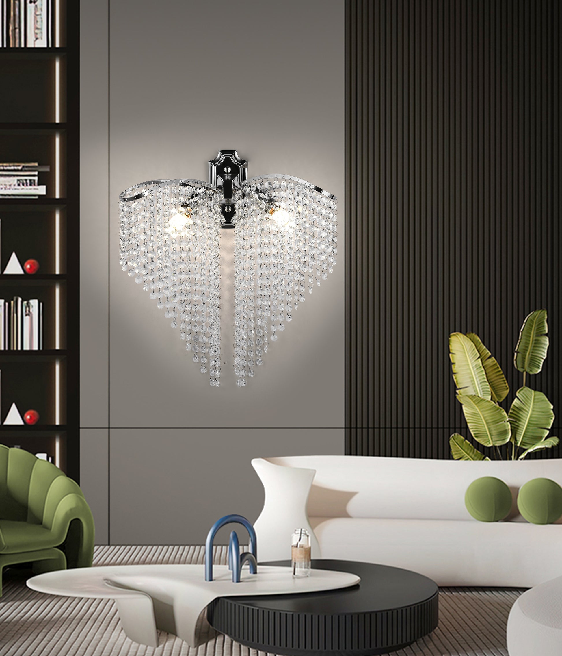 Ander Cristal lampa 2x E14 Lesklý chrom, Řetězce krystalů Vnitřní lampy Výchozí název Alessandro Design