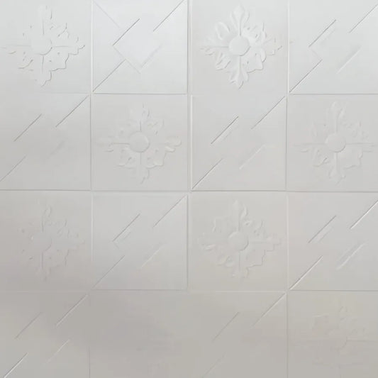 Sada 10x samolepicí 3D tapety z měkké pěny, 70cmx70cmx2mm, bílá 3D tapeta Výchozí název Alessandro Design