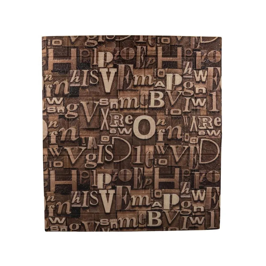 Sada 10x samolepící hnědé 3D tapety z měkké pěny, 80cmx70cmx6mm, světle hnědá 3D tapeta se vzorem písmen Výchozí název Alessandro Design