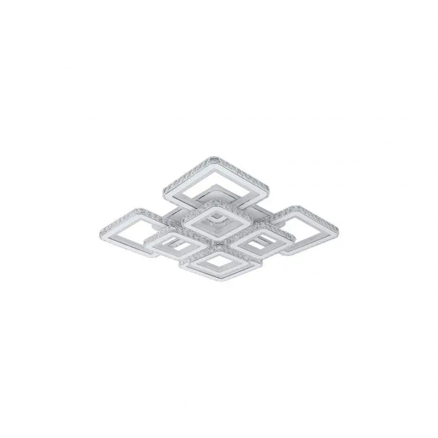 LED lustr s dálkovým ovládáním a krystalem LEILA 175W, 8 čtverců, studené/teplé/neutrální světlo, stmívatelný, lesklý bílý chrom LED lustry s dálkovým ovládáním Výchozí název Alessandro Design