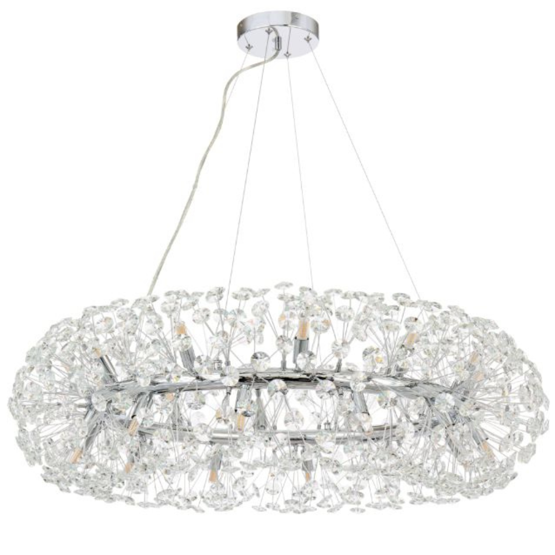 Křišťálový lustr MINUET 12x G9, průměr 60 cm, lesklý stříbrný, Nastavitelná výška Křišťálové lustry Výchozí název Alessandro Design