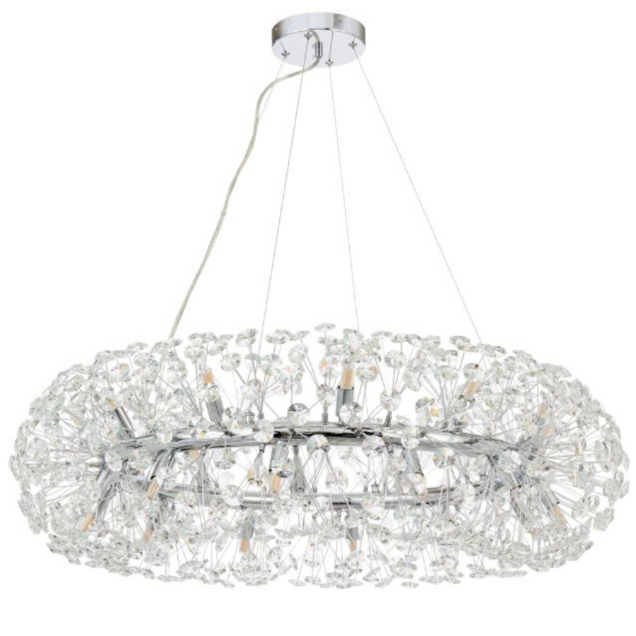 Křišťálový lustr MINUET 12x G9, průměr 60 cm, lesklý stříbrný, Nastavitelná výška Křišťálové lustry Výchozí název Alessandro Design