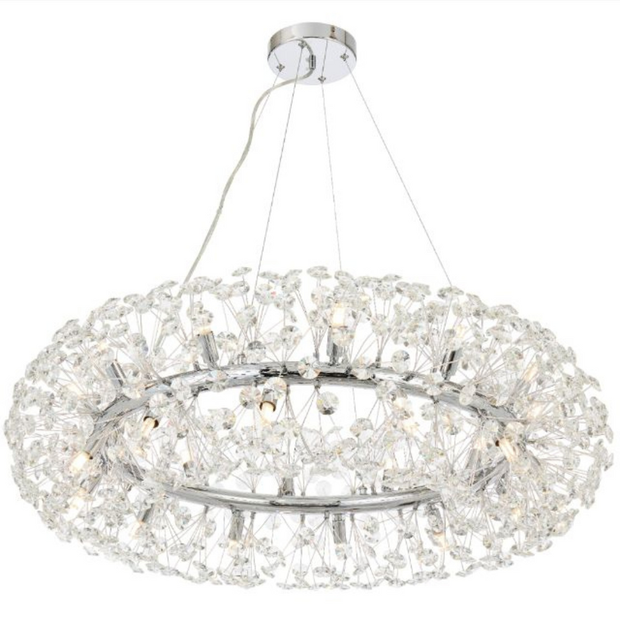 Křišťálový lustr MINUET 12x G9, průměr 60 cm, lesklý stříbrný, Nastavitelná výška Křišťálové lustry Výchozí název Alessandro Design
