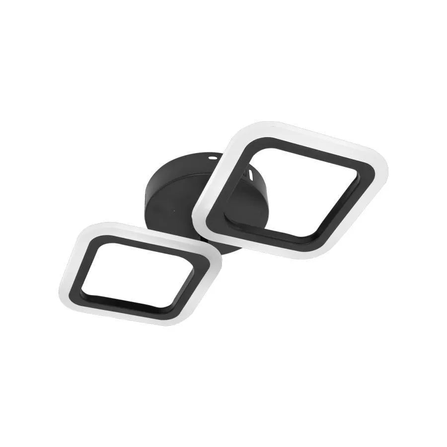 LED lustr PULSARIS 27W, 2 čtverce, studené/teplé/neutrální světlo, černé LED lustry Výchozí název Alessandro Design