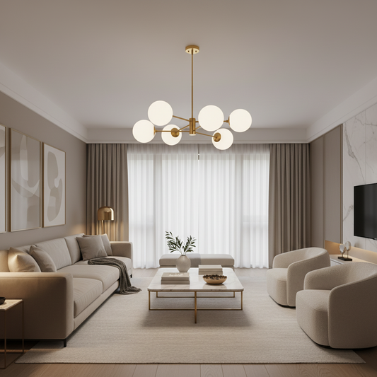 LOFT Lustr závěsný, 6x E27, zlatý