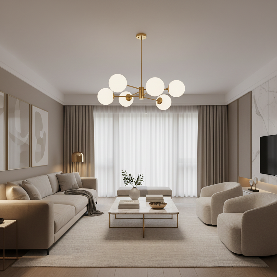 LOFT Lustr závěsný, 6x E27, zlatý