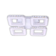LED lustr s dálkovým ovládáním a krystalem LEILA RGB 69W, 4 čtverce, studené/teplé/neutrální světlo, stmívatelné, bílý LED lustr s dálkovým ovládáním Výchozí název Alessandro Design