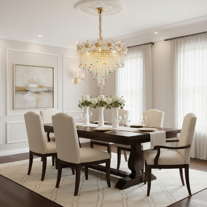 Křišťálový lustr BLOSSOM Magno, 8xE14, 60cm, lesklé zlato, nastavitelná výška, kov a křišťálové křišťálové lustry Výchozí název Alessandro Design