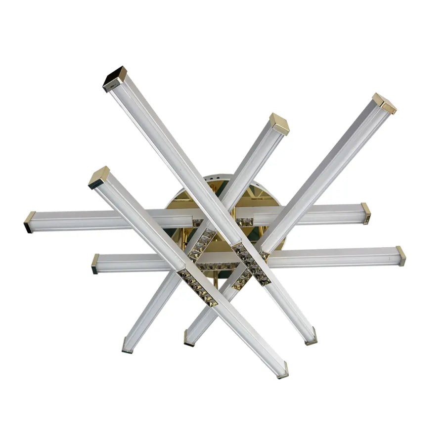 LED lustr s dálkovým ovládáním MAKOTO 144W, 6 prvků, lineární, studené/teplé/neutrální světlo, stmívatelné, zlatá bílá LED lustry s dálkovým ovládáním Výchozí název Alessandro Design